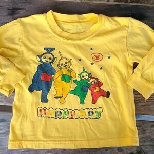 Rare PBS KIDS TELLETUBBIES SZ 3T VGUC DOND YELLOW TELLETUBBIES print l/s shirt